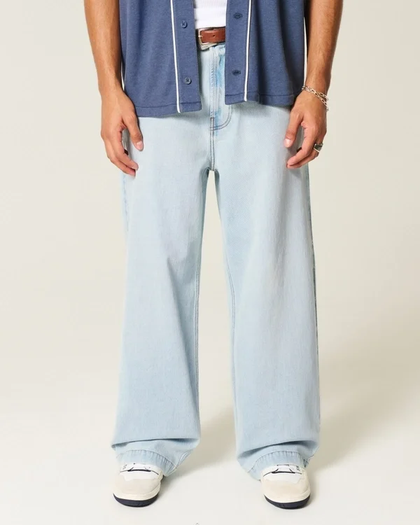Light Wash New York Graphic Super Baggy Jeans Light Wash New York Graphic Super Baggy Jeans