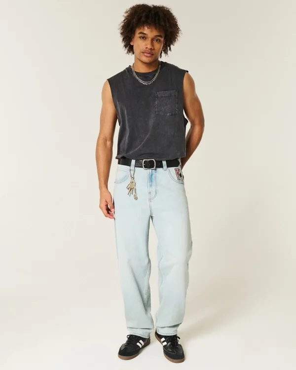 Light Wash Playing Card Graphic Skater Baggy Jeans Light Wash Playing Card Graphic Skater Baggy Jeans