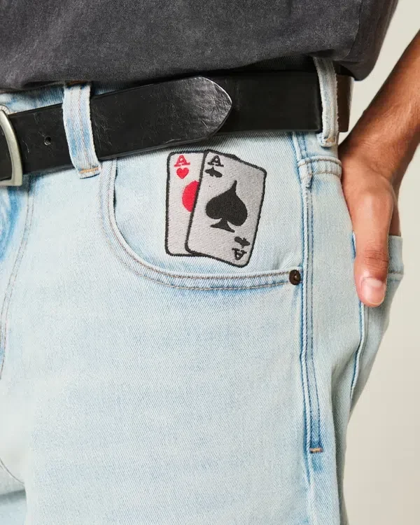 Light Wash Playing Card Graphic Skater Baggy Jeans Light Wash Playing Card Graphic Skater Baggy Jeans