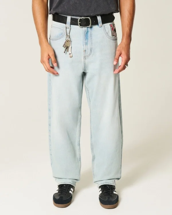 Light Wash Playing Card Graphic Skater Baggy Jeans Light Wash Playing Card Graphic Skater Baggy Jeans