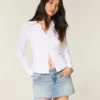 Light Wash Studded Denim Mini Skort
