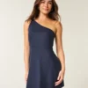 Linen-Blend Asymmetrical Mini Dress