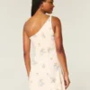 Linen-Blend Asymmetrical Mini Dress