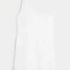 Linen-Blend Asymmetrical Mini Dress