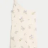 Linen-Blend Asymmetrical Mini Dress