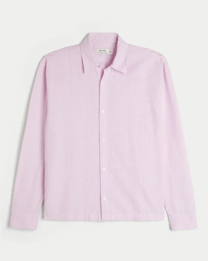 Linen-Blend Button-Through Shirt
