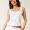 Linen Blend Button-Through Top