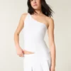 Linen-Blend One-Shoulder Top