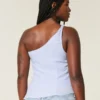 Linen-Blend One-Shoulder Top