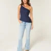 Linen-Blend One-Shoulder Top