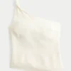 Linen-Blend One-Shoulder Top