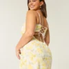 Linen-Blend Open Back Slip Midi Dress