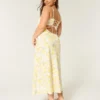 Linen-Blend Open Back Slip Midi Dress