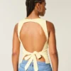 Linen-Blend Open-Back Top