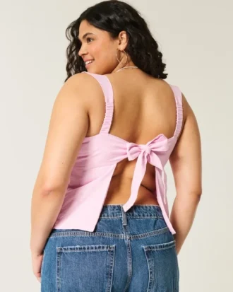 Linen-Blend Open-Back Top
