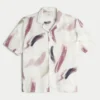 Linen-Blend Short-Sleeve Pattern Shirt
