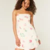 Linen-Blend Strapless Mini Dress