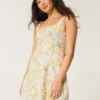 Linen-Blend Structured Mini Dress