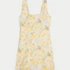 Linen-Blend Structured Mini Dress