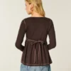 Long-Sleeve Henley Babydoll Top
