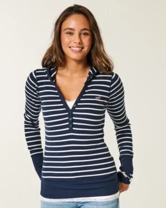 Long-Sleeve Hooded Henley