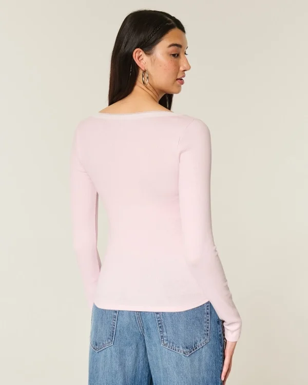 Long-Sleeve Lace Trim Top Long-Sleeve Lace Trim Top