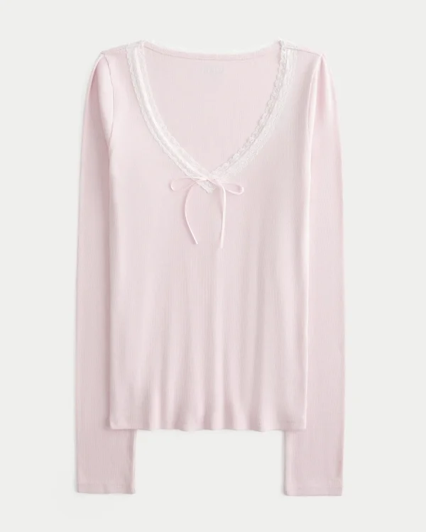Long-Sleeve Lace Trim Top Long-Sleeve Lace Trim Top