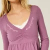 Long-Sleeve Pinch Bust Babydoll Top