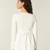 Long-Sleeve Pinch Bust Babydoll Top
