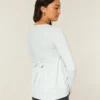 Long-Sleeve Pinch Bust Graphic Babydoll Top