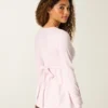 Long-Sleeve Pinch Bust Graphic Babydoll Top