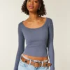 Long-Sleeve Scoop Top