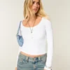 Long-Sleeve Scoop Top
