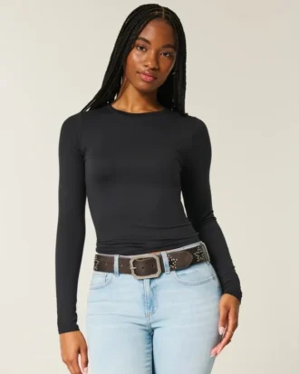 Long-Sleeve Seamless Fabric Crew Baby Tee