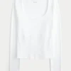 Long-Sleeve Seamless Fabric Scoop Baby Tee
