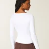 Long-Sleeve Seamless Fabric Square-Neck Baby Tee
