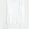 Long-Sleeve Seamless Fabric Square-Neck Baby Tee