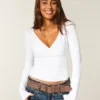 Long-Sleeve Seamless Fabric Wrap Top