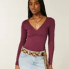 Long-Sleeve Seamless Fabric Wrap Top