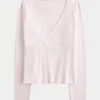 Long-Sleeve Seamless Fabric Wrap Top