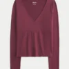 Long-Sleeve Seamless Fabric Wrap Top