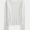 Long-Sleeve Slash-Neck Top