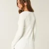Long-Sleeve Square-Neck Babydoll Sweater