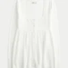 Long-Sleeve Square-Neck Babydoll Sweater