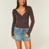 Long-Sleeve Wrap V-Neck Top