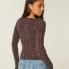 Long-Sleeve Wrap V-Neck Top