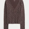 Long-Sleeve Wrap V-Neck Top