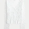 Long-Sleeve Wrap V-Neck Top