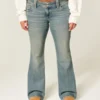 Low-Rise Butterfly Embroidery Medium Wash Bootcut Jeans