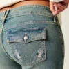 Low-Rise Butterfly Embroidery Medium Wash Bootcut Jeans